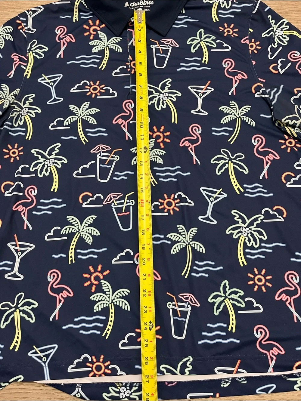 Chubbies The Weekend Men Navy Neon Tropical Print Polo XL - Picture 6 of 6